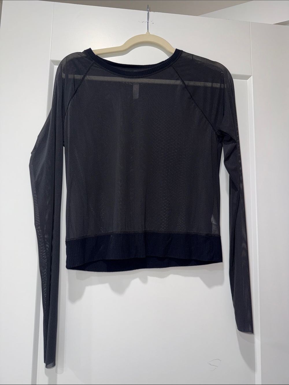 Athleta Black Sheer Long-Sleeve Layering Top